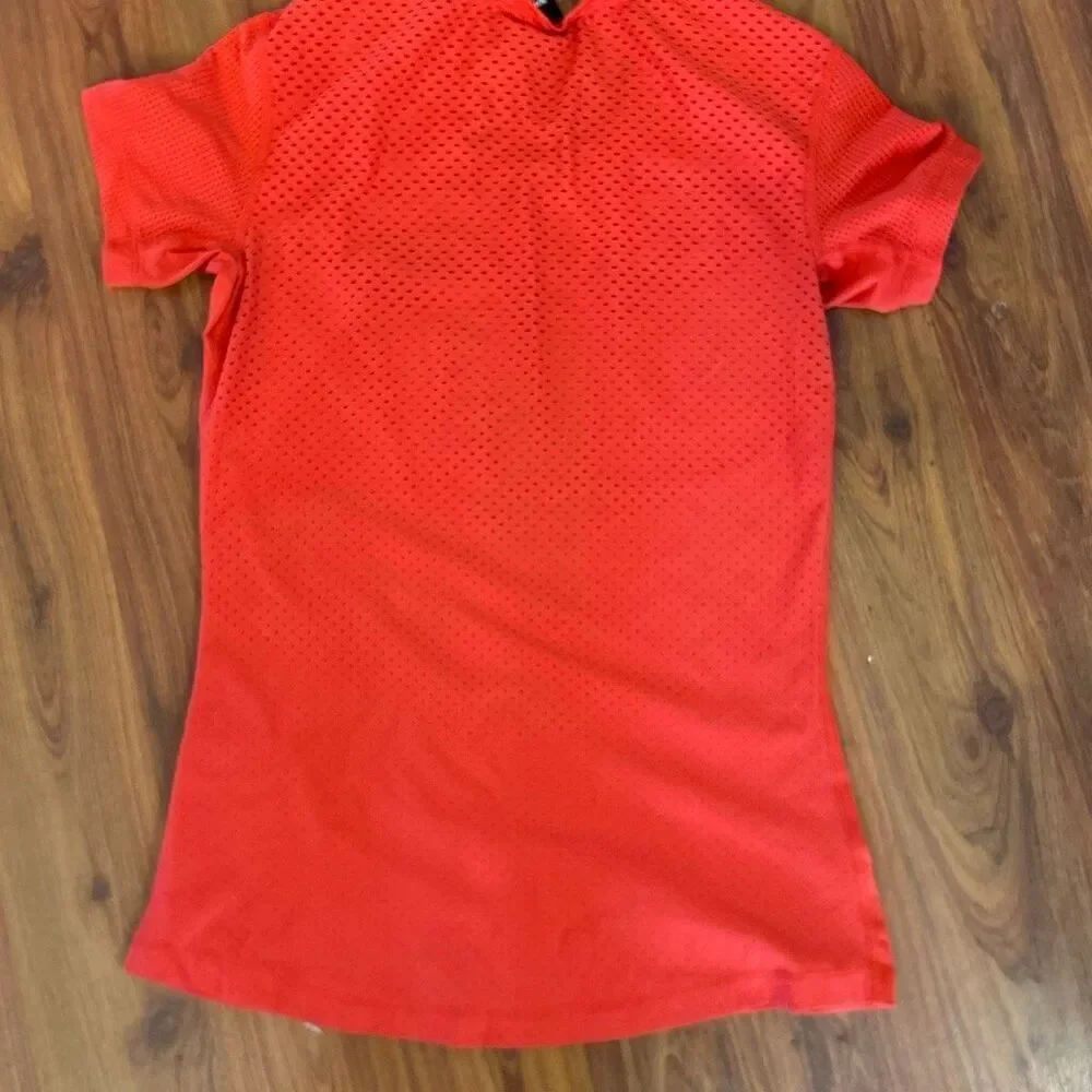 Nike Pro Dri-fit red short sleeve fit top athletic top with mesh inserts and bac
